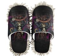 GuoChe Chenille Cleaning House Slippers Pirate Skull Sea Thief Buccaneer, Pirate Skull Sea Thief Buccaneer, Medium Women/Large Men