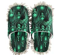 GuoChe Chenille Cleaning House Slippers Pirate Skull Sea Thief Buccaneer, Pirate Skull Sea Thief Buccaneer, Medium Women/Large Men