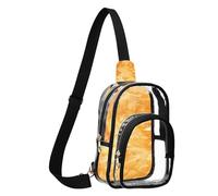 GuoChe Chest Bag See Through durables Fabric Compact Size Adjustable Strap Multi Pockets Large Main Pocket Storage Fashion, Orange and Yellow Bird Feather Seamless Pattern, One Size