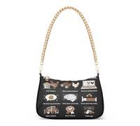 GuoChe Chicken Keeper Spare Time Infographic Pattern Trendy Chain Quilted Crossbody Womens Handbags for Wife