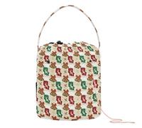 GuoChe Christmas Beige Red Green Gold Stocking Bell Crochet Bag Crochet Hook Case with Holes Storage Bag for Art Supply Crochet Accessories