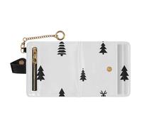 GuoChe Christmas Black Tree White Pattern Ladies Premium Foldable Wallet Waterproof Premium PU Leather Wallet for Men Women