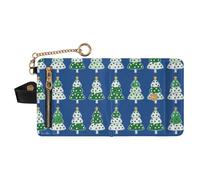 GuoChe Christmas Blue Green White Polka Dot Trees Women's Folding Card Wallet Convenient Premium PU Leather Wallet for Woman