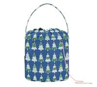 GuoChe Christmas Blue Green White Polka Dot Trees Yarn Storage Storage Bag Organizer Portable Storage Bag for Knitting Kit Storage Crochet