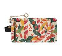 GuoChe Christmas Candy Cane Mistletoe Pattern Ladies Slim Foldable Wallet Cute PU Leather Bifold Wallet for Women Boys Girls