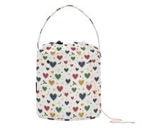 GuoChe Christmas Cream Hearts Snowflakes Holly Crochet Bags Yarn Tote Bag Portable Travel Storage for Crochet Needle Yarn Accessory