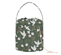 GuoChe Christmas Dark Green White Dove Holly Crochet Bags Knitting Bag Yarn Portable Yarn Tote for Crochet Needle Knitting Storage