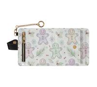 GuoChe Christmas Gingerbread Man Pattern Women's Folding Card Wallet Cute Everyday PU Leather Wallet for Woman Girl