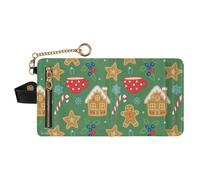 GuoChe Christmas Green Gingerbread Houses Cups Women's Small Folding Wallet Portable Premium PU Leather Wallet for Men Women