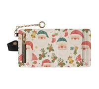 GuoChe Christmas Head Santa Pattern Ladies Bifold Wallet Waterproof PU Leather Bifold Wallet for Women Boys Girls