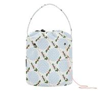 GuoChe Christmas Light Blue White Holly Snowflake Crochet Yarn Bag Crochet Yarn Holder with Holes Crocheting Bag for Knit Crochet Crochet Craft