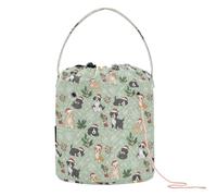 GuoChe Christmas Light Green Dog Snowflake Holly Crochet Bag Crochet Bags Crocheting with Holes Needle Storage for Crochet Tools Knitting Crochet