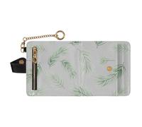 GuoChe Christmas Light Grey Green Pine Needles Women's Folding Wallet With Card Slots Waterproof PU Leather Wallet for Men