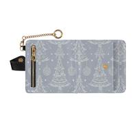 GuoChe Christmas Light Grey White Ornamental Trees Ladies Classic Foldable Wallet Cute Compact PU Leather Wallet for Women