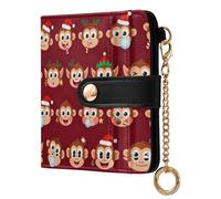 GuoChe Christmas Monkey Women's Folding Wallet Convenient PU Leather Card Wallet for Men Women Travel