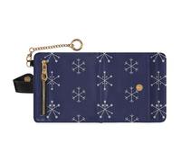 GuoChe Christmas Navy Light Grey Snowflakes Ladies Cute Foldable Wallet Cute PU Leather Folding Wallet for Men Women Travel