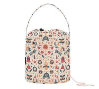 GuoChe Christmas Pattern Silver Crochet Bag Bags For Crocheting with Holes Crochet Tote for Knitting Needle Storage Crochet