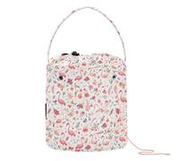GuoChe Christmas Pattern with Blush Flamingo Yarn Bags Craft Organizers Storage with Holes Needle Storage for Crochet Hook Crochet Travel