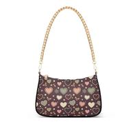 GuoChe Christmas Purple Hearts Stars Holly Trendy Chain Crossbody Shoulder Bag Womens Handbags for Traveling
