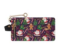 GuoChe Christmas Purple Red Green Santa Gift Tree Women's Folding Card Wallet Cute Compact PU Leather Wallet for Woman Girl