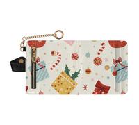 GuoChe Christmas Red Gift Pattern Women's Folding Wallet With Card Slots Convenient PU Leather Bifold Wallet for Women Boys