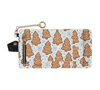 GuoChe Christmas Tree Gingerbread Cookie Pattern Women's Leather Folding Wallet Unique Everyday PU Leather Wallet for Women
