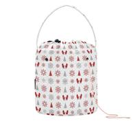 GuoChe Christmas White Red Grey Tree Snowflake Mitten Yarn Bags Knitting Bag Yarn Storage Tote with Holes Storage Bags for Knitting Kit Craft Organizer