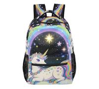 GuoChe Classical Basic Backpack Lightweight for Girls Travel Outdoor Hiking Bookbag kawaii-style Pastel Goth Cute Creepy Rainbow unicorns