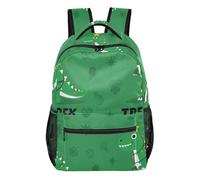 GuoChe Classical Basic Backpack Lightweight for Student Airplanes Traveling Bookbag Bright Jungle Creature, Green Cartoon Reptile, S