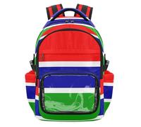 GuoChe Clear Backpack for School Heavy Duty Carry On Backpack Travel Bag for School Work Travel, Age 7-18, National Flag of the Gambia, One Size, Childrens-school-backpacks