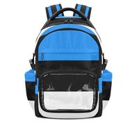 GuoChe Clear Backpack for School Heavy Duty Carry On Backpack Travel Bag for School Work Travel, Age 7-18, National Flag of Estonia, One Size, Childrens-school-backpacks