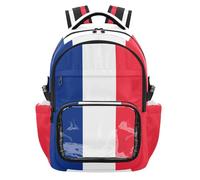 GuoChe Clear Backpack Water-Resistant School Backpack with Laptop Compartment for Teens Boys Girls, Age 7-18, Flag of Réunion, One Size, Childrens-school-backpacks
