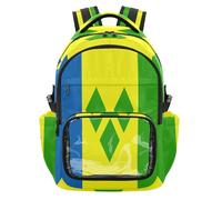 GuoChe Clear Kid Backpack for School Cute Sturdy Backpack with Reinforced Strap Stitches for School College Travel, Age 7-18, Flag of Saint Vincent and the Grenadines, One Size