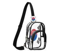GuoChe Clear Sling Bag See Through durables Fabric Compact Size Adjustable Strap Multi Compartment Front, National Flag of the Democratic People's Republic, One Size
