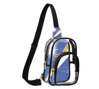 GuoChe Clear Sling Bag See Through durables Fabric Compact Size Adjustable Strap Multi Compartment Front, National Flag of the Islands, One Size