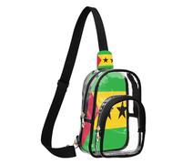 GuoChe Clear Sling Bag Transparent PVC Polyester Material Compact Size Adjustable Strap Multi Compartment, National Flag of S?o Tomé and Príncipe, One Size