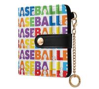 GuoChe Colorful Baseball Letter Pattern Ladies Slim Foldable Wallet Unique Everyday PU Leather Wallet for Women Boys Girls