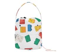 GuoChe Colorful Building Blocks Pattern Yarn Storage Bag Crochet Case Organizer Portable Craft Bag for Crochet Carrier Crochet Supply