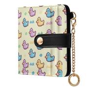 GuoChe Colorful Pixel Duck Pattern Ladies Premium Foldable Wallet Fancy PU Leather Folding Wallet for Women