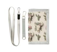 GuoChe Cordura Nylon Fabric Wallet Boho Cow Skull Cactus Rose