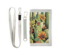 GuoChe Cordura Nylon Fabric Wallet Cactus Desert Southwestern Boho Teal