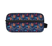 GuoChe Cosmetic Bag All-in-One Storage PU Leather Handle Makeup/Shaving/Toiletry Storage Christmas Navy Red Blue Deer Sleigh Tree