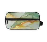 GuoChe Cosmetic Bag Large Capacity Full Printed Design Makeup/Shaving/Toiletry Storage Marble Sage Green Yellow