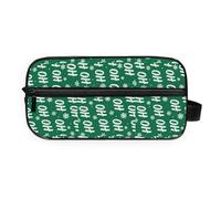 GuoChe Cosmetic Bag Multi-compartment Full Printed Design for Travel Christmas Ho Ho Ho Snowflake Green Texture Pattern