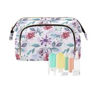 GuoChe Cosmetic Bag Vintage Flowers Rustic Light Purple Essentials Large Cosmetic Bags Makeup Period Bag for Card Key Organizers, Vintage flowers rustic98, 10.2" x 5.9" x 6.7", Art Deco