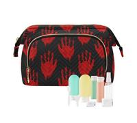 GuoChe Cosmetic Bags Happy Halloween Red Bloody Hand Zipper Cosmetic Bags For Women Travel Change Purse for Jewelry Organizer, Happy Halloween125, 10.2" x 5.9" x 6.7", Art Deco