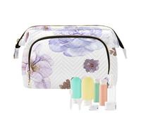 GuoChe Cosmetic Bags Vintage Flowers Rustic Light Purple Waterproof Cosmetic Bags With Zipper Women's Coin Purse Wallet for Travel Kit, Vintage flowers rustic64, 10.2" x 5.9" x 6.7", Art Deco