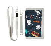 GuoChe Cosmos Space Elements Pattern Trifold Fold Wallets for Travel Minimalist Sturdy Fold Wallets with Lanyard