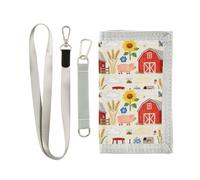 GuoChe Country Farm Theme Print Trifold Mens Slim Wallet for Woman Trendy Sturdy Mens Slim Wallet with Lanyard