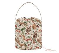 GuoChe Creatures & Pinecones Pattern Yarn Storage Crochet Bag Organizer Portable Craft Bag for Crochet Knit Knitting Storage